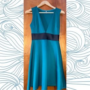 Event Green and Black Pleated Dress